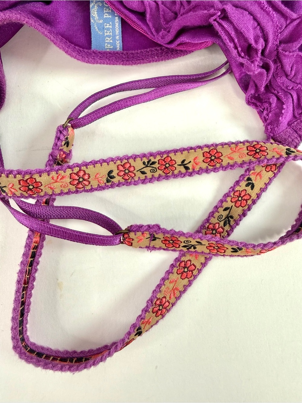 VINTAGE FREE PEOPLE Y2K Purple V-Neck Adjustable Strap S/P Babydoll Camisole - Picture 5 of 14